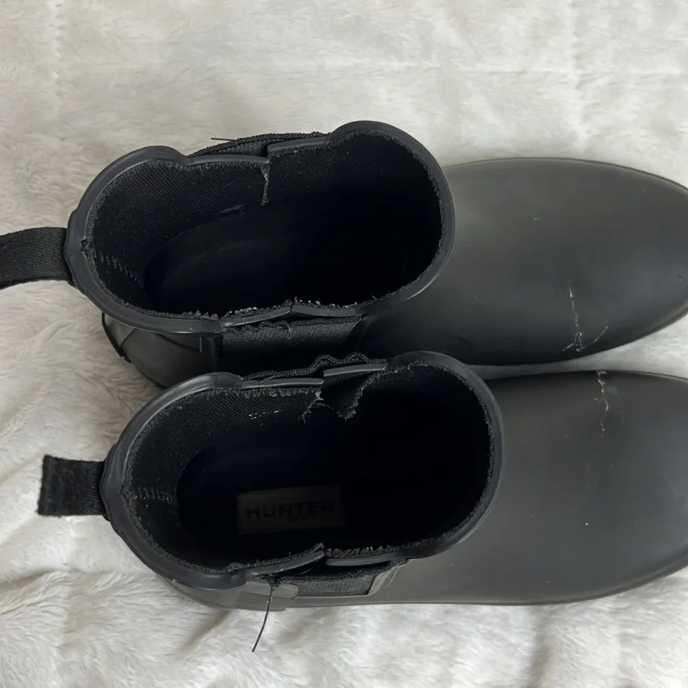 Hunter Women’s Black Refined Slim Fit Chelsea Ankle Rubber Boots Shoes - Sz 9/40